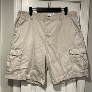 Outdoor Life Mens Size 36 Light Khaki Cotton Cargo Shorts 9” Inseam